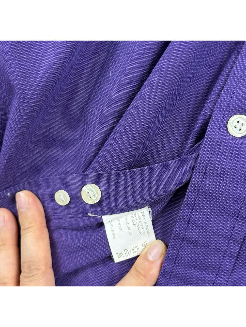 Vintage Christian Dior Dress Shirt Mens 17 34 35 Purple Button Up Preppy Luxury - Picture 9 of 10
